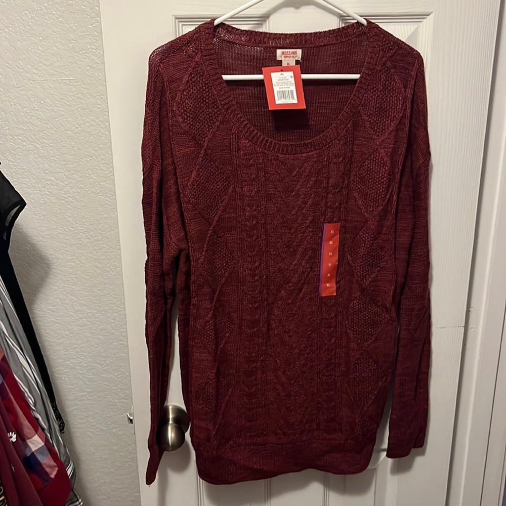 Maroon Cable Knit Sweater